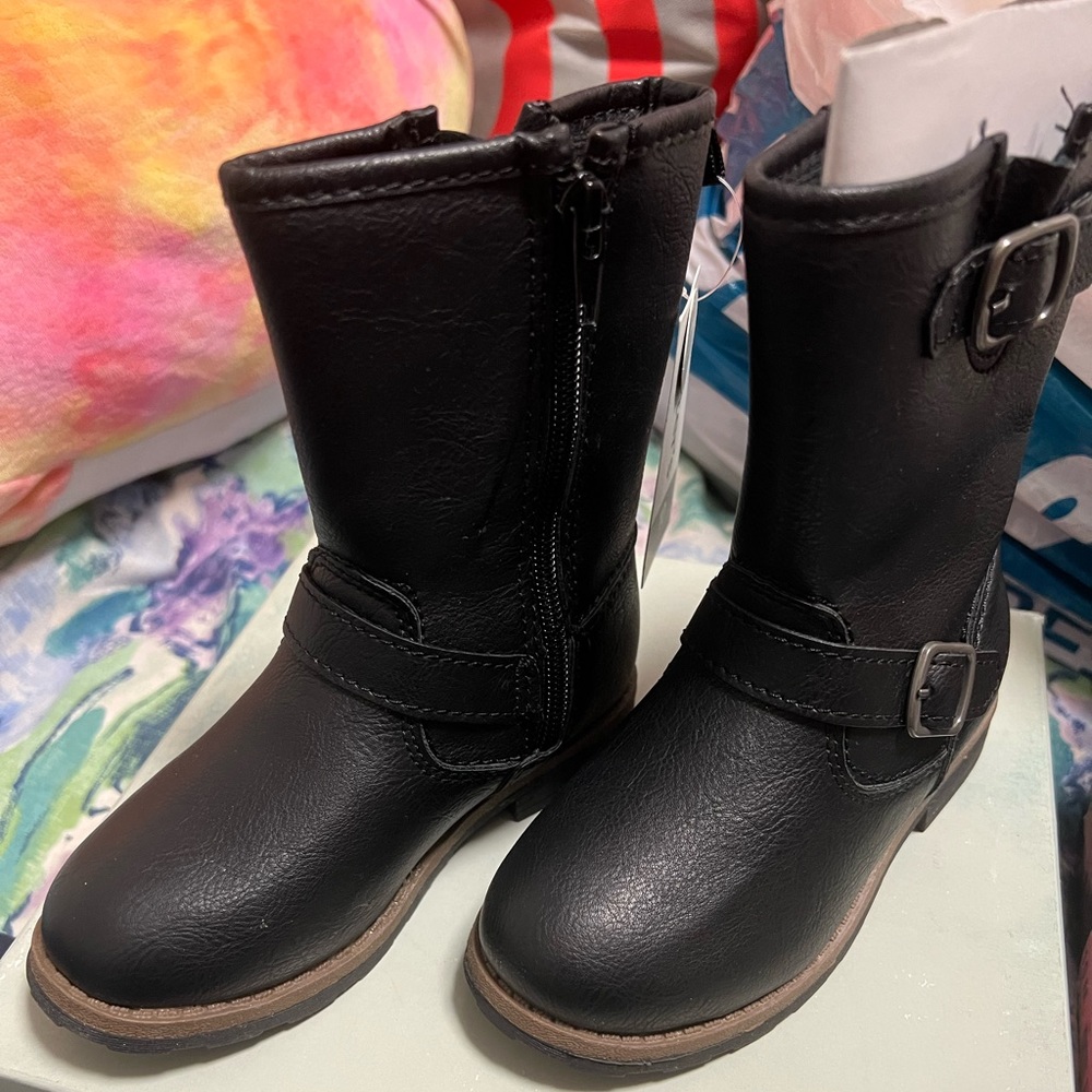 Brand New w Tags Carters Toddler Girls size 10 Girls Black leather Boots